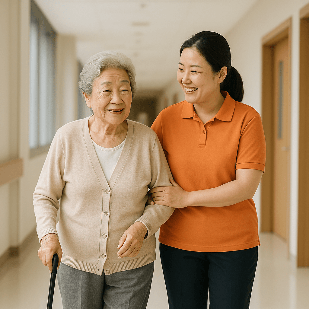 병원동행 전문인과 환자가 함께 병원을 방문하는 안심 의료동행 서비스 모습
